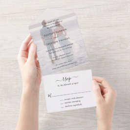 Invitación Todo En Uno Boda clásica elegante con foto minimalista