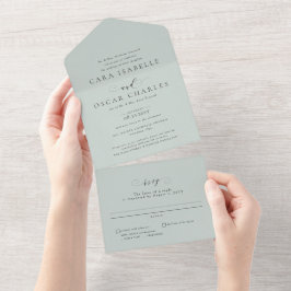 Invitación Todo En Uno Boda clásico formal elegante de sabio verde