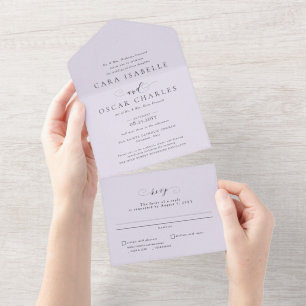 Invitación Todo En Uno Boda clásico lila-púrpura formal