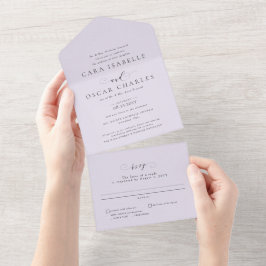 Invitación Todo En Uno Boda clásico lilac formal y elegante