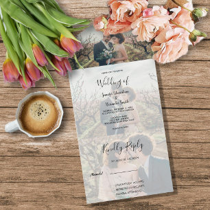 Invitación Todo En Uno Boda con caligrafía elegante rústica