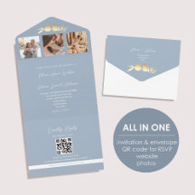 Boda con Foto Código QR Azul Polvoriento