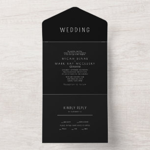 Invitación Todo En Uno Boda contemporáneo Sleek B/W