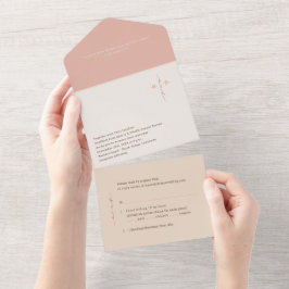 Invitación Todo En Uno Boda Cristiana con Monograma Cruz
