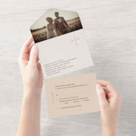 Invitación Todo En Uno Boda Cristiana con Monograma Cruz