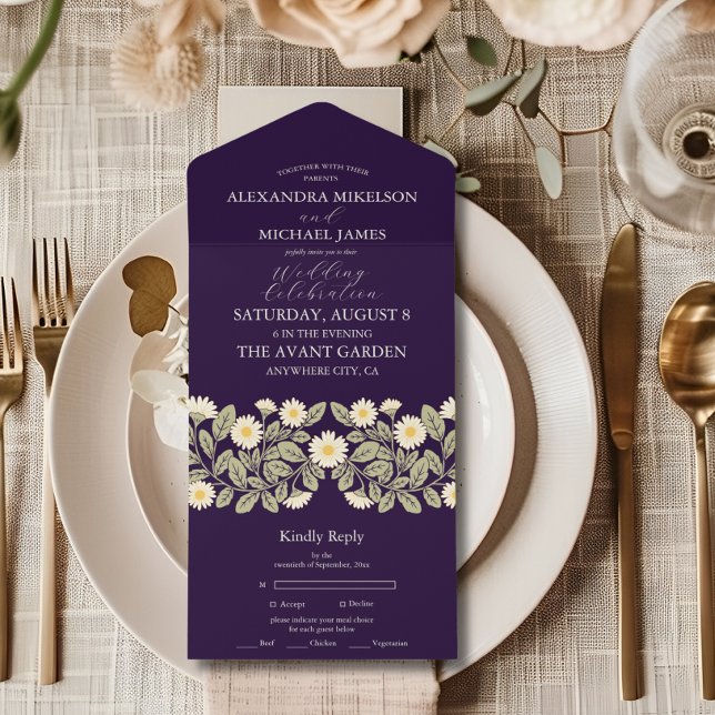 Invitación Todo En Uno Boda Daisy Art Nouveau (Subido por el creador)
