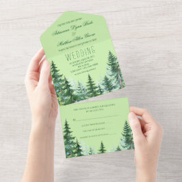 Invitación Todo En Uno Boda de abeto al aguarela