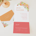 Invitación Todo En Uno Boda de acuarela de Citrus<br><div class="desc">Elevar su boda con nuestro vibrante Citrus Watercolor Boda Todo en una invitación Diseño, donde cada detalle irrumpe con encanto tropical y alegría colorida. Sumérjase en la refrescante belleza de los fondos blancos adornados con animados gráficos acuáticos con naranjas, limes, pomelo rosa y delicadas flores rosas entrelazadas con un exuberante...</div>