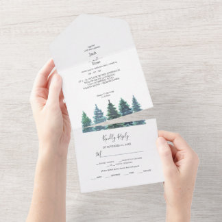 Invitación Todo En Uno Boda de acuarela de invierno