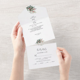 Invitación Todo En Uno Boda de acuarela de invierno