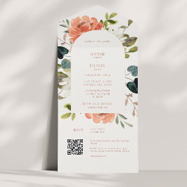 Invitación Todo En Uno Boda de acuarela floral Boho Arch