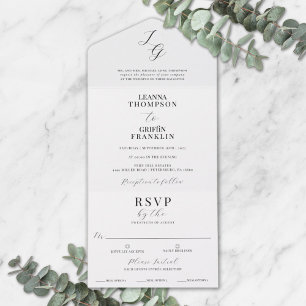 Invitación Todo En Uno Boda de ahorro de papel clásico elegante y asequib