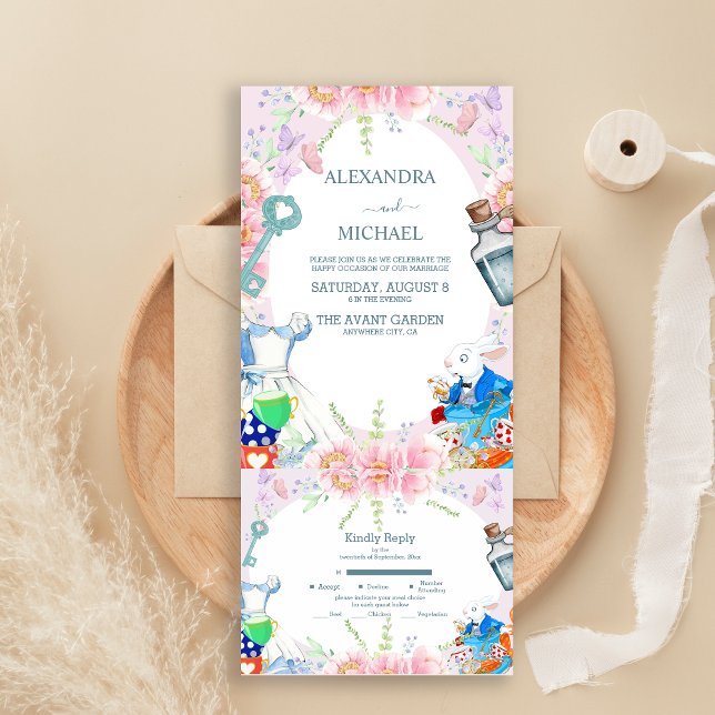 Invitación Todo En Uno Boda de Alicia en el País de las Maravillas (Subido por el creador)
