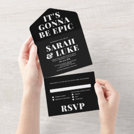 Invitación Todo En Uno BODA DE AMOR NEGRO Blanco negro - Va a ser épico