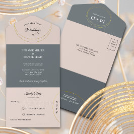 Invitación Todo En Uno Boda de anillos minimalistas
