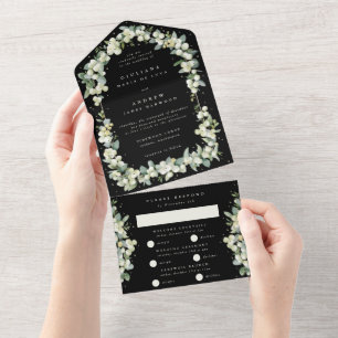 Invitación Todo En Uno Boda de Arándano Negro + Eucalipto