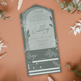 Invitación Todo En Uno Boda de arco rústico florido