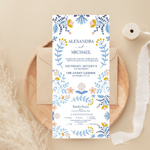 Invitación Todo En Uno Boda de arte popular floral colorido