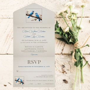 Invitación Todo En Uno Boda de Bluebirds de primavera