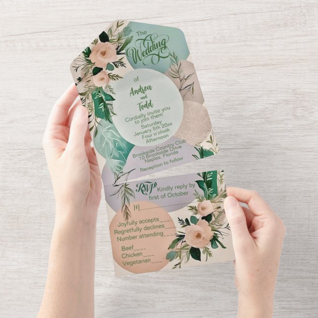 Invitación Todo En Uno Boda de boho-moda pastel moderno (desgarro)