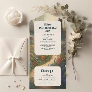 Invitación Todo En Uno Boda de Bosques de Bosques de Montaña Rusa