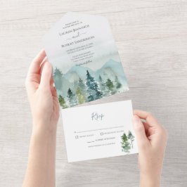 Invitación Todo En Uno Boda de Bosques de Montaña Rústica