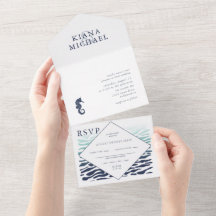 Boda de caballito de mar de onda azul ID836