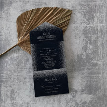 Boda de caligrafía de confetti plateado