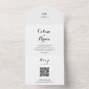 Invitación Todo En Uno Boda de caligrafía moderna