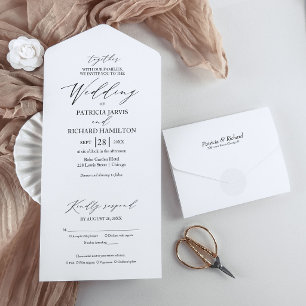Invitación Todo En Uno Boda de Caligrafía Moderna con Estilo