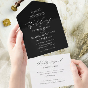 Invitación Todo En Uno Boda de Caligrafía Moderna con Estilo