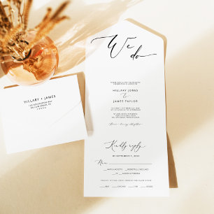 Invitación Todo En Uno Boda de caligrafía moderno