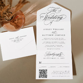 Invitación Todo En Uno Boda de caligrafía romántica de Swirly