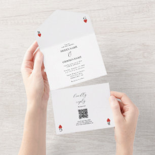 Invitación Todo En Uno Boda de cartas de juego de corazones todo en una s