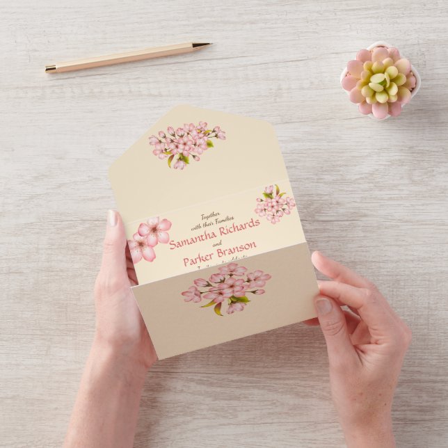 Invitación Todo En Uno Boda de cerezo y RSVP (Video)