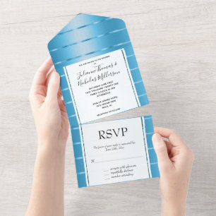 Invitación Todo En Uno Boda de cinta azul cielo