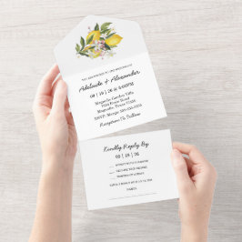 Invitación Todo En Uno Boda de cítricos limón mediterráneo