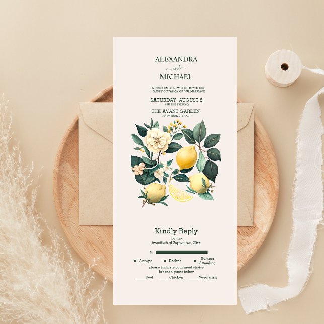 Invitación Todo En Uno Boda De Citrus De Acuarela Rústica Todo En Una Inv (Subido por el creador)