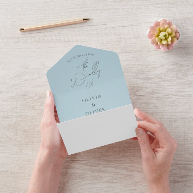 Invitación Todo En Uno Boda de código QR azul turbio (Video)