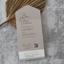 Invitación Todo En Uno Boda de código QR de color moderno EDITABLE Love