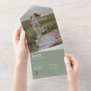 Invitación Todo En Uno Boda de código QR de la fotografía de superposició