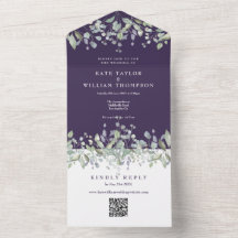 Boda de código QR de monograma púrpura floral lila