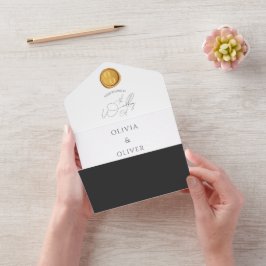 Invitación Todo En Uno Boda de código QR del sello de cera de oro presupu