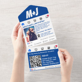 Invitación Todo En Uno Boda de código QR en medios sociales modernos
