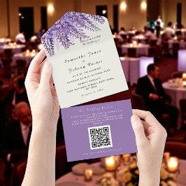 Invitación Todo En Uno Boda de código QR púrpura de histeria moderna