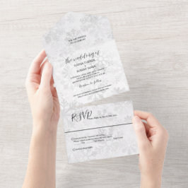 Invitación Todo En Uno Boda de copo de nieve de invierno