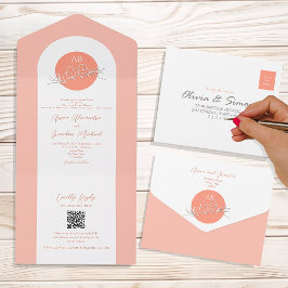 Invitación Todo En Uno Boda de coral único