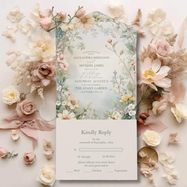 Invitación Todo En Uno Boda de Daisy Art Nouveau Mucha (Subido por el creador)