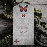 Boda de Damasco de Mariposa Vintage Roja