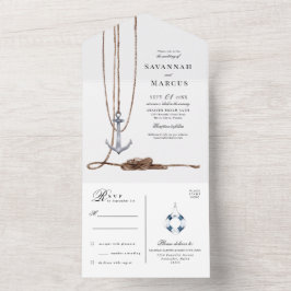 Invitación Todo En Uno Boda de destino de faro náutico